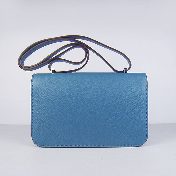 7A Hermes Constance Togo Leather Single Bag Blue Silver Hardware H020